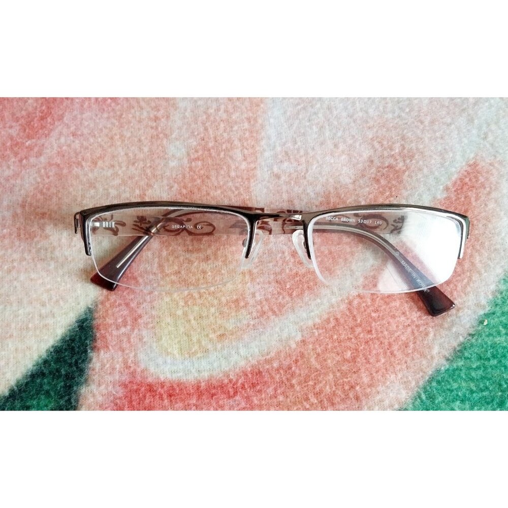 Serafina Becca Brown Eyeglass Frames Half Rimless 53-17-140